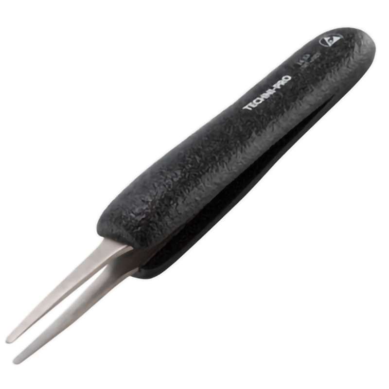 ESD Foam Tweezers, Style 2A, Anti-Acid/Anti-Mag, SS, Fine, Round, Flat, 4.7"